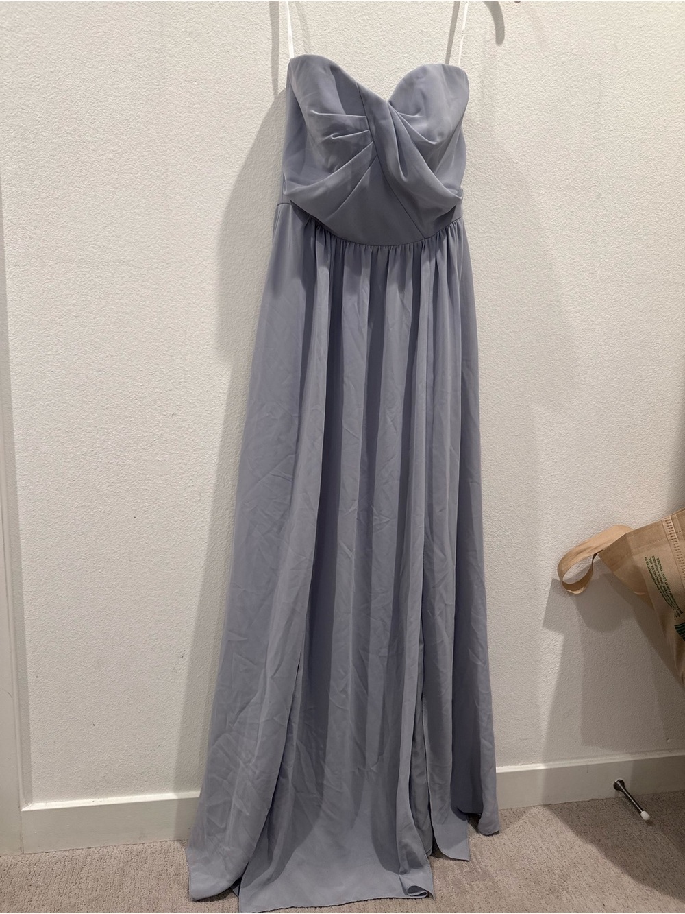 Social Bridesmaids Strapless Lavender Gray Chiffon Prom Dress